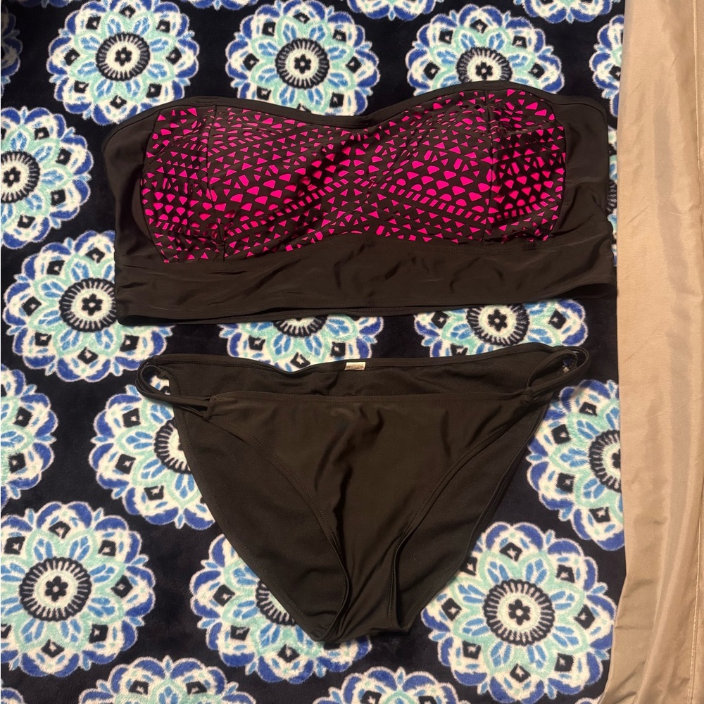 Torrid Black and Pink Bikini Set